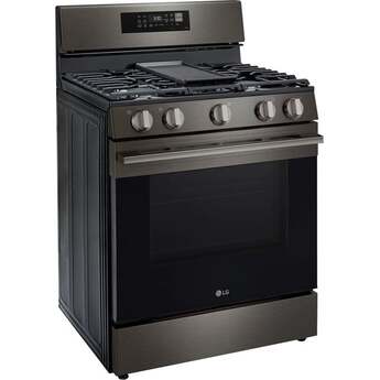 LG 30 Inch Smart Freestanding Smart Gas Range with 5 Sealed Burners, 6.3 Cu. Ft. Capacity, UltraHeat™ 20K BTU Burner, ProBake Convection®, Air Fry, EasyClean® + Self Clean, Storage Drawer, and Sabbath Mode: Black Stainless Steel — thumbnail 6