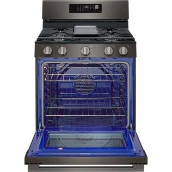LG 30 Inch Smart Freestanding Smart Gas Range with 5 Sealed Burners, 6.3 Cu. Ft. Capacity, UltraHeat™ 20K BTU Burner, ProBake Convection®, Air Fry, EasyClean® + Self Clean, Storage Drawer, and Sabbath Mode: Black Stainless Steel — thumbnail 7
