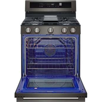 LG 30 Inch Freestanding Smart Gas Range with 5 Sealed Burners, 6.3 cu. ft. ProBake Convection® Oven, UltraHeat™ Burner, Storage Drawer, Air Fry, Sabbath Mode, InstaView®, and EasyClean®: Black Stainless Steel — thumbnail 10