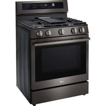 LG 30 Inch Freestanding Smart Gas Range with 5 Sealed Burners, 6.3 cu. ft. ProBake Convection® Oven, UltraHeat™ Burner, Storage Drawer, Air Fry, Sabbath Mode, InstaView®, and EasyClean®: Black Stainless Steel — thumbnail 14