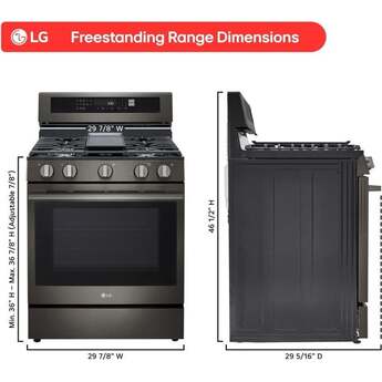 LG 30 Inch Freestanding Smart Gas Range with 5 Sealed Burners, 6.3 cu. ft. ProBake Convection® Oven, UltraHeat™ Burner, Storage Drawer, Air Fry, Sabbath Mode, InstaView®, and EasyClean®: Black Stainless Steel — thumbnail 9