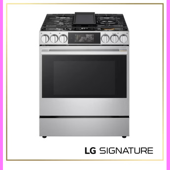 LG Signature Series 30 Inch 6.3 Cu. Ft. Smart Gas Slide-In Range With Inverter Probake Convection, Air Fry, Air Sous Vide, And Flex Control Knobs: Stainless Steel