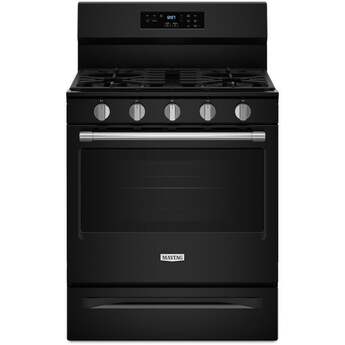 Maytag 30 Inch, 5.3 Cu. Ft. Gas Range With No Preheat Air Fry and Air Baking: Black