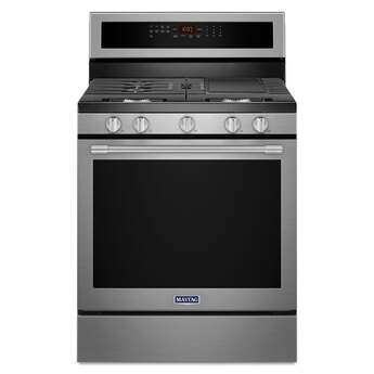 Maytag 30" 5.8 cu. ft. Fingerprint Resistant Stainless Steel Natural Gas Sealed Burner Range - ADA Compliant - Convection