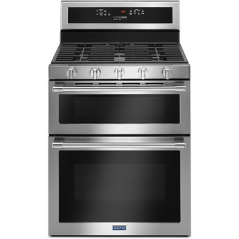 Maytag 30" Fingerprint Resistant Stainless Steel Sealed Burner Double Oven Gas Range - Convection
