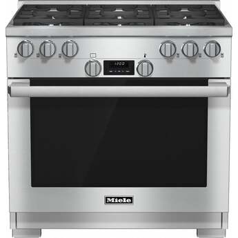Miele 36 Inch Gas Range with 6 M Pro Dual Stacked Sealed Burners: Clean Touch Steel, Natural Gas