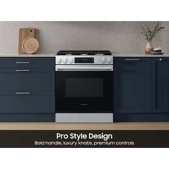 Samsung 30 Inch Slide-In Gas Smart Range with 5 Sealed Burners, 6.0 cu. ft. Convection Oven, 17K BTU Power Burner, Griddle, Storage Drawer, No-Preheat Air Fry Max, Self Clean, and ADA Compliant: Stainless Steel — thumbnail 13