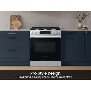 Samsung 30 Inch Slide-In Gas Smart Range with 5 Sealed Burners, 6.0 cu. ft. Convection Oven, 17K BTU Power Burner, Griddle, Storage Drawer, No-Preheat Air Fry Max, Self Clean, and ADA Compliant: Stainless Steel — thumbnail 27