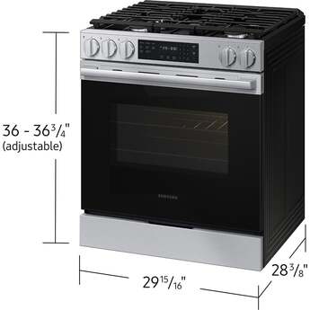 Samsung 30 Inch Slide-In Gas Smart Range with 5 Sealed Burners, 6.0 cu. ft. Convection Oven, 17K BTU Power Burner, Griddle, Storage Drawer, No-Preheat Air Fry Max, Self Clean, and ADA Compliant: Stainless Steel — thumbnail 28