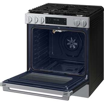 Samsung 30 Inch Slide-In Gas Smart Range with 5 Sealed Burners, 6.0 cu. ft. Convection Oven, 17K BTU Power Burner, Griddle, Storage Drawer, No-Preheat Air Fry Max, Self Clean, and ADA Compliant: Stainless Steel — thumbnail 5