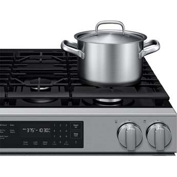 Samsung 30 Inch Slide-In Gas Smart Range with 5 Sealed Burners, 6.0 cu. ft. Convection Oven, 17K BTU Power Burner, Griddle, Storage Drawer, No-Preheat Air Fry Max, Self Clean, and ADA Compliant: Stainless Steel — thumbnail 8