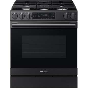 Samsung 30 Inch Slide-In Gas Smart Range with 5 Sealed Burners, 6.0 cu. ft. True Convection Oven, 18K BTU Dual Ring Burner, Griddle, Storage Drawer, No-Preheat Air Fry Max, Self Clean, and ADA Compliant: Matte Black Steel — thumbnail 4