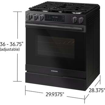 Samsung 30 Inch Slide-In Gas Smart Range with 5 Sealed Burners, 6.0 cu. ft. True Convection Oven, 18K BTU Dual Ring Burner, Griddle, Storage Drawer, No-Preheat Air Fry Max, Self Clean, and ADA Compliant: Matte Black Steel — thumbnail 5