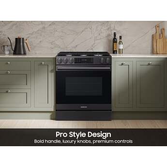 Samsung 30 Inch Slide-In Gas Smart Range with 5 Sealed Burners, 6.0 cu. ft. True Convection Oven, 18K BTU Dual Ring Burner, Griddle, Storage Drawer, No-Preheat Air Fry Max, Self Clean, and ADA Compliant: Matte Black Steel — thumbnail 6