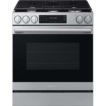 Samsung 30 Inch Slide-In Gas Smart Range with 5 Sealed Burners, 6.0 cu. ft. True Convection Oven, 18K BTU Dual Ring Burner, Griddle, Storage Drawer, No-Preheat Air Fry Max, Self Clean, and ADA Compliant: Stainless Steel — thumbnail 3