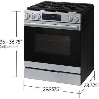 Samsung 30 Inch Slide-In Gas Smart Range with 5 Sealed Burners, 6.0 cu. ft. True Convection Oven, 18K BTU Dual Ring Burner, Griddle, Storage Drawer, No-Preheat Air Fry Max, Self Clean, and ADA Compliant: Stainless Steel — thumbnail 5