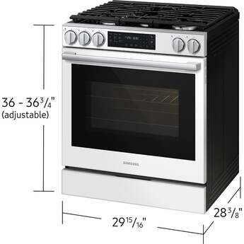 Samsung 30 Inch Slide-In Gas Smart Range with 5 Sealed Burners, 6.0 cu. ft. True Convection Oven, 18K BTU Dual Ring Burner, Griddle, Storage Drawer, No-Preheat Air Fry Max, Self Clean, and ADA Compliant: White Glass — thumbnail 5