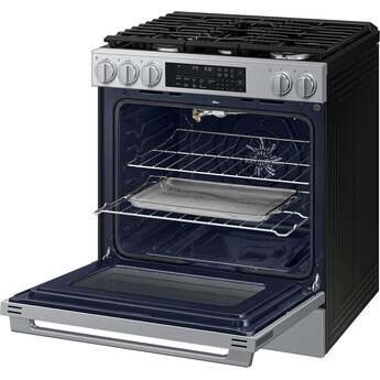 Samsung 30 Inch Slide-In Gas Smart Range with 5 Sealed Burners, 6.0 cu. ft. True Convection Oven, 23K BTU Dual Ring Burner, Reversible Griddle, Storage Drawer, No-Preheat Air Fry Max, Self Clean, and ADA Compliant: Stainless Steel — thumbnail 21