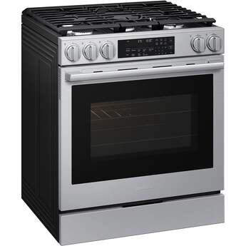 Samsung 30 Inch Slide-In Gas Smart Range with 5 Sealed Burners, 6.0 cu. ft. True Convection Oven, 23K BTU Dual Ring Burner, Reversible Griddle, Storage Drawer, No-Preheat Air Fry Max, Self Clean, and ADA Compliant: Stainless Steel — thumbnail 23