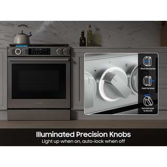 Samsung 30 Inch Slide-In Gas Smart Range with 5 Sealed Burners, 6.0 cu. ft. True Convection Oven, 23K BTU Dual Ring Burner, Reversible Griddle, Storage Drawer, No-Preheat Air Fry Max, Self Clean, and ADA Compliant: Stainless Steel — thumbnail 29