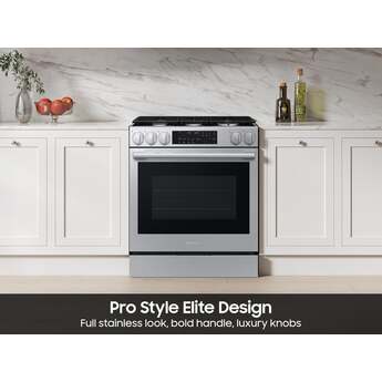 Samsung 30 Inch Slide-In Gas Smart Range with 5 Sealed Burners, 6.0 cu. ft. True Convection Oven, 23K BTU Dual Ring Burner, Reversible Griddle, Storage Drawer, No-Preheat Air Fry Max, Self Clean, and ADA Compliant: Stainless Steel — thumbnail 31