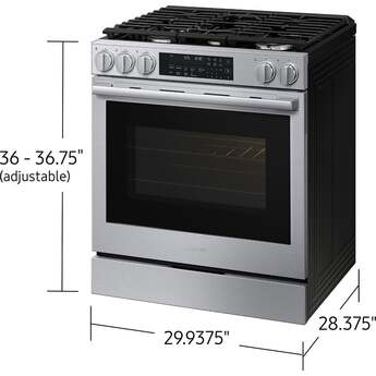 Samsung 30 Inch Slide-In Gas Smart Range with 5 Sealed Burners, 6.0 cu. ft. True Convection Oven, 23K BTU Dual Ring Burner, Reversible Griddle, Storage Drawer, No-Preheat Air Fry Max, Self Clean, and ADA Compliant: Stainless Steel — thumbnail 5