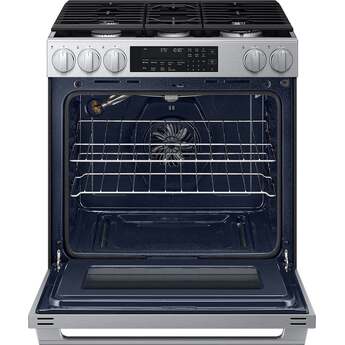 Samsung 30 Inch Slide-In Gas Smart Range with 5 Sealed Burners, 6.0 cu. ft. True Convection Oven, 23K BTU Dual Ring Burner, Reversible Griddle, Storage Drawer, No-Preheat Air Fry Max, Self Clean, and ADA Compliant: Stainless Steel — thumbnail 9