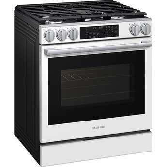 Samsung 30 Inch Slide-In Gas Smart Range with 5 Sealed Burners, 6.0 cu. ft. True Convection Oven, 23K BTU Dual Ring Burner, Reversible Griddle, Storage Drawer, No-Preheat Air Fry Max, Self Clean, and ADA Compliant: White Glass — thumbnail 14
