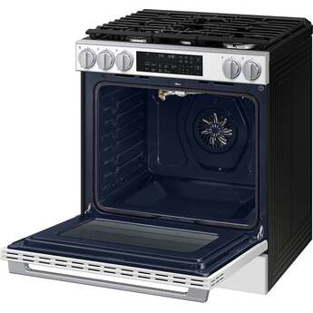 Samsung 30 Inch Slide-In Gas Smart Range with 5 Sealed Burners, 6.0 cu. ft. True Convection Oven, 23K BTU Dual Ring Burner, Reversible Griddle, Storage Drawer, No-Preheat Air Fry Max, Self Clean, and ADA Compliant: White Glass — thumbnail 15
