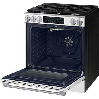 Samsung 30 Inch Slide-In Gas Smart Range with 5 Sealed Burners, 6.0 cu. ft. True Convection Oven, 23K BTU Dual Ring Burner, Reversible Griddle, Storage Drawer, No-Preheat Air Fry Max, Self Clean, and ADA Compliant: White Glass — thumbnail 22