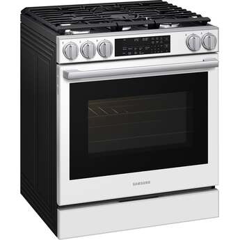 Samsung 30 Inch Slide-In Gas Smart Range with 5 Sealed Burners, 6.0 cu. ft. True Convection Oven, 23K BTU Dual Ring Burner, Reversible Griddle, Storage Drawer, No-Preheat Air Fry Max, Self Clean, and ADA Compliant: White Glass — thumbnail 23