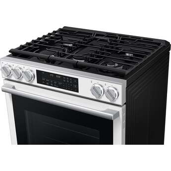 Samsung 30 Inch Slide-In Gas Smart Range with 5 Sealed Burners, 6.0 cu. ft. True Convection Oven, 23K BTU Dual Ring Burner, Reversible Griddle, Storage Drawer, No-Preheat Air Fry Max, Self Clean, and ADA Compliant: White Glass — thumbnail 24