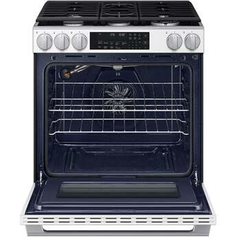 Samsung 30 Inch Slide-In Gas Smart Range with 5 Sealed Burners, 6.0 cu. ft. True Convection Oven, 23K BTU Dual Ring Burner, Reversible Griddle, Storage Drawer, No-Preheat Air Fry Max, Self Clean, and ADA Compliant: White Glass — thumbnail 28