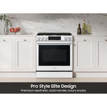 Samsung 30 Inch Slide-In Gas Smart Range with 5 Sealed Burners, 6.0 cu. ft. True Convection Oven, 23K BTU Dual Ring Burner, Reversible Griddle, Storage Drawer, No-Preheat Air Fry Max, Self Clean, and ADA Compliant: White Glass — thumbnail 31