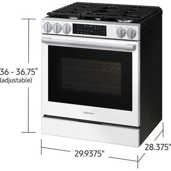 Samsung 30 Inch Slide-In Gas Smart Range with 5 Sealed Burners, 6.0 cu. ft. True Convection Oven, 23K BTU Dual Ring Burner, Reversible Griddle, Storage Drawer, No-Preheat Air Fry Max, Self Clean, and ADA Compliant: White Glass — thumbnail 5
