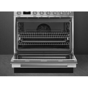 Smeg Portofino 30" Stainless Steel Freestanding Dual Fuel Natural Gas Sealed Burner Range — thumbnail 3