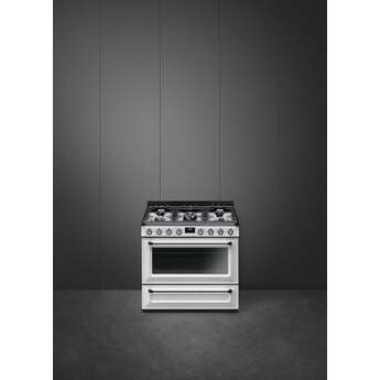 Smeg Victoria 36" White Natural Gas Sealed Burner Range - Convection — thumbnail 2