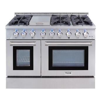 Thor Kitchen 48" Stainless Steel Dual Fuel Natural Gas Sealed Burner Double Oven