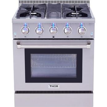 Thor Kitchen 30" Stainless Steel Natural Gas Sealed Burner Range - Convection