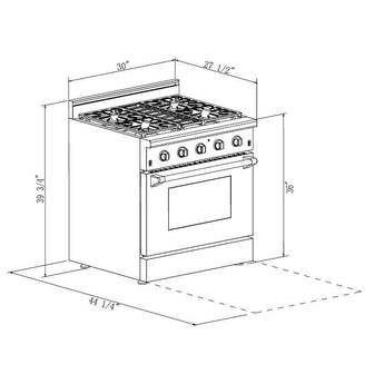 Thor Kitchen 30" Stainless Steel Natural Gas Sealed Burner Range - Convection — thumbnail 6