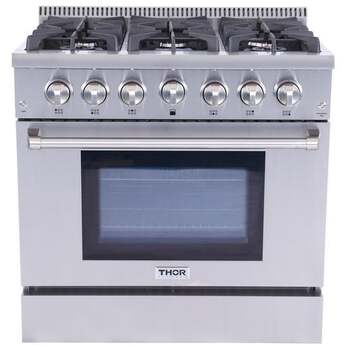 Thor Kitchen 36" PRO Stainless Steel Natural Gas Sealed Burner Range - Convectio