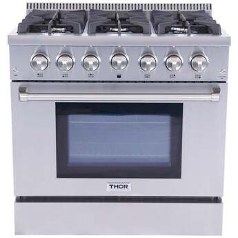 Thor Kitchen 36 Inch Liquid Propane Freestanding Range, in Stainless Steel
