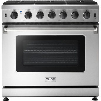 Thor Kitchen LRG3601U 36 Inch Stainless Steel Gas Convection Freestanding Range