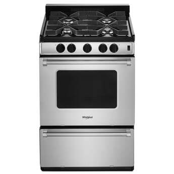 Whirlpool 24" Stainless Steel Natural Gas Sealed Burner Range - ADA Compliant with Broiler Drawer