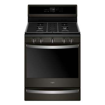 Whirlpool 30" Black Stainless Steel Gas Sealed Burner Range with Griddle - Convection