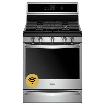 Whirlpool 30" Fingerprint Resistant Stainless Steel Gas Sealed Burner Range with Griddle - Convection