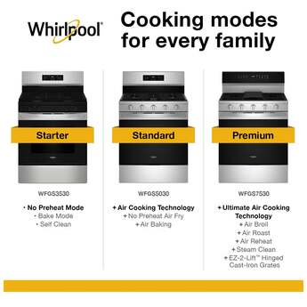 Whirlpool 30 Inch Gas Range With Air Cooking Technology, Nopreheat Air Fry And Air Baking And Self Clean: Black — thumbnail 7