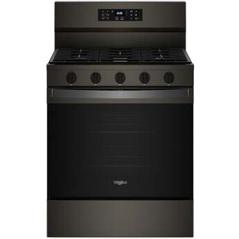 Whirlpool 30 Inch Gas Range With Air Cooking Technology, Nopreheat Air Fry And Air Baking And Self Clean: Fingerprint Resistant Black Stainless Steel