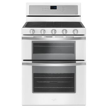 Whirlpool 30" White Gas Double Oven Range - Convection