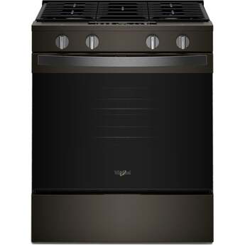 Whirlpool 30 inch 5 Cu. Ft. Smart Slide-In Gas Range With Air Cooking Technology And Steam Clean: Black Stainless Steel